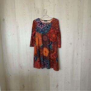 Vibrant Long Sleeve Bohemian Dress